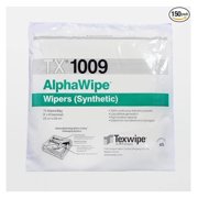 Texwipe TX1009 AlphaWipe Cleanroom Wipers, 9x9 Polyester Heavyweight Wipes - 150 Pack - Low-Lint, Cut-Edge, Absorbent Cleanroom Cloth for Critical Environments & Rough Surfaces