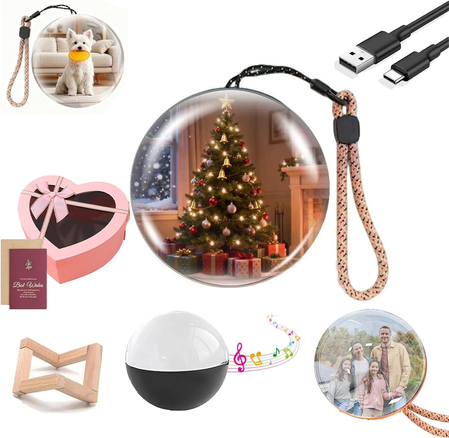 Boule Cristal Mémoire WiFi - Lecteur Vidéo Photo Personnalisable - Décoration Noël, Cadeau - 8