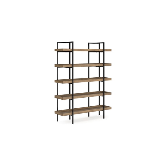 Tey Bookcase, 5 Display Shelves, Brown Mango Wood, Gray Metal Frame