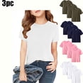 thumbnail image 1 of Teyfeniy 3 Pack Cotton T-Shirts for Toddlers Girls Short Sleeve Crew Neck Summer Casual Solid Pullover Tops, 1 of 7