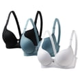 thumbnail image 1 of Teyfeniy 3PC Wire Halter Bras for Women Seamless Comfy Adjustable Strap Bralettes with Pad Lift and Support Solid Color Lightweight Breathable V Neck Bras, 1 of 6