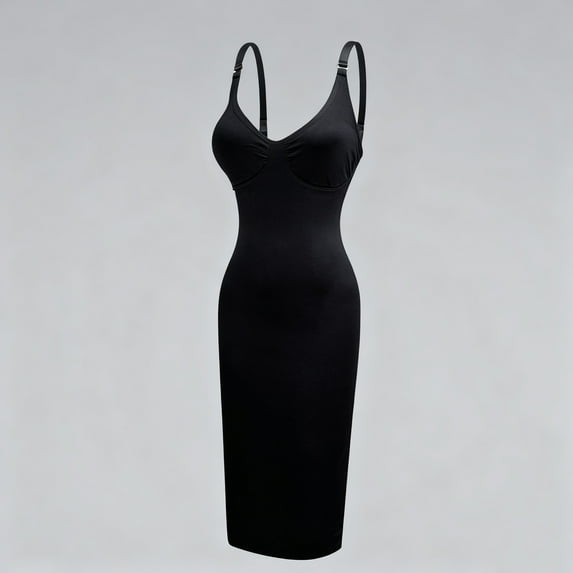 Teyfeniy Black Plus Size Bodycon Dress for Women Summer Halter Slim Shift Midi Dress V Neck Solid Color Fashion Casual Sleeveless Going Out Fashion Evening Party Outfit Short Dress, XL to XXL