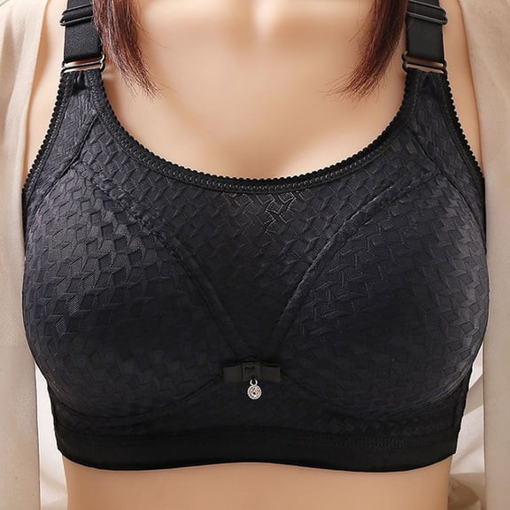 Teyfeniy Black Womens Minimizer Bras Seamless Full Coverage Breathable Adjustable Widen Strap Solid Color Push Up Stretchy Comfy Bralettes Lift and Support Wireless Bras