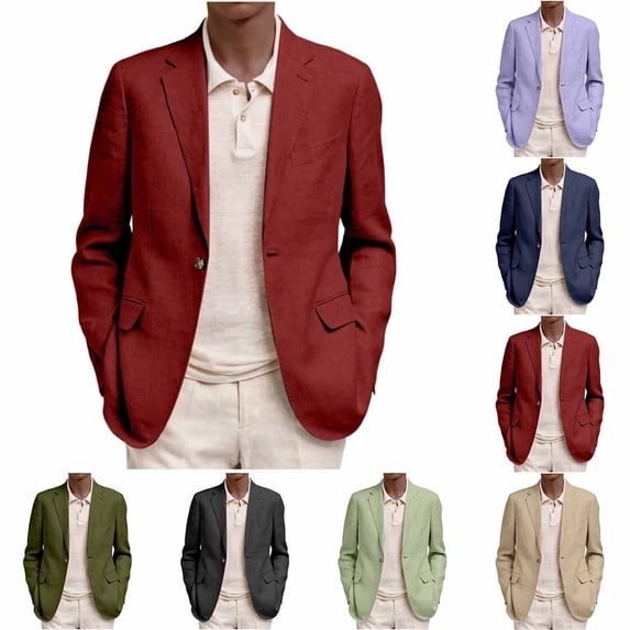 Teyfeniy Blazer Jackets for Men Button Lapel Long Sleeve Business Casual Dress Outerwear Office Work Solid Color Classic Suit Coats