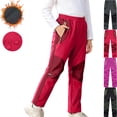 thumbnail image 1 of Teyfeniy Boys Girls Snow Pants Waterproof Fleece Lined Ski Pants Color Block Elastic Waist Winter Hiking Pants with Reinforced Knees and Reflective Stripes Pockets, 1 of 10