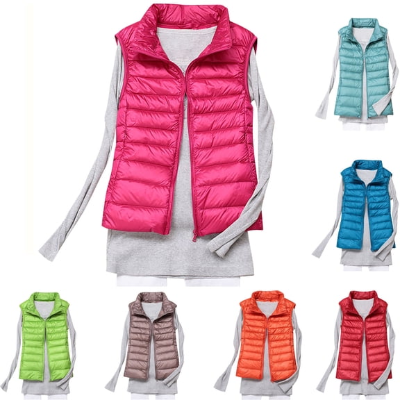 Teyfeniy Fall Winter Womens Oversized Puffer Vests Sleeveless Lightweight Solid Zip Up Padded Gilet Warm Coat with Pocket Outwear Cozy Fashion Down Jacket Outwear