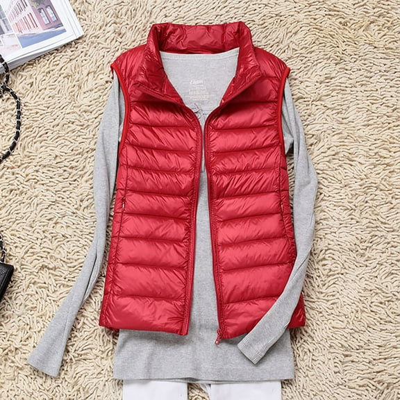 Teyfeniy Fall Winter Womens Oversized Puffer Vests Sleeveless Lightweight Solid Zip Up Padded Gilet Warm Coat with Pocket Outwear Cozy Fashion Down Jacket Outwear