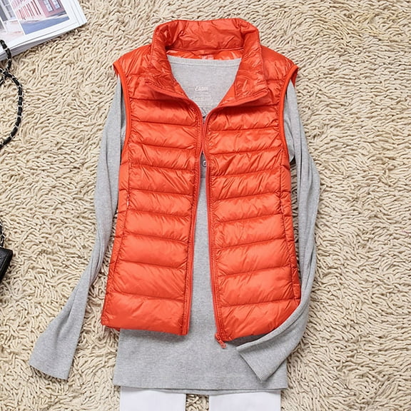 Teyfeniy Fall Winter Womens Oversized Puffer Vests Sleeveless Lightweight Solid Zip Up Padded Gilet Warm Coat with Pocket Outwear Cozy Fashion Down Jacket Outwear