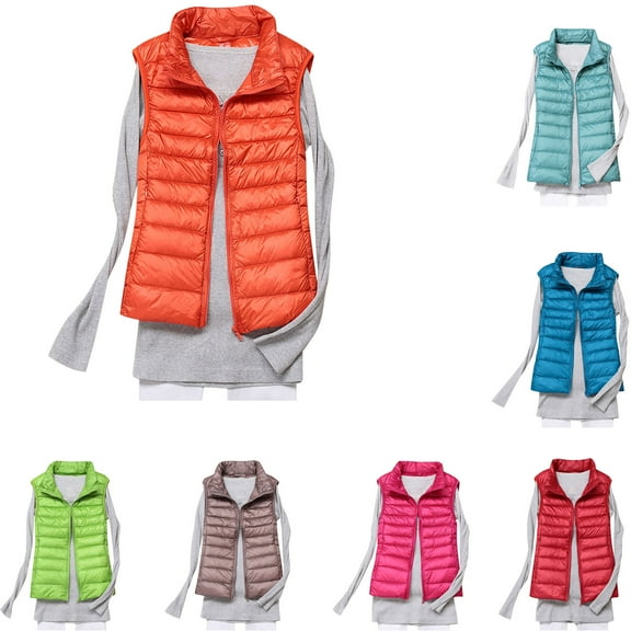 Teyfeniy Fall Winter Womens Oversized Puffer Vests Sleeveless Lightweight Solid Zip Up Padded Gilet Warm Coat with Pocket Outwear Cozy Fashion Down Jacket Outwear
