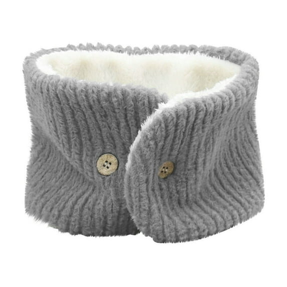 Teyfeniy Fleece Lined Neck Warmer Knitted Ski Face Neck Gaiter Button Winter Solid Color Fashion Stylish Scarf for Women