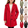 thumbnail image 1 of Teyfeniy Girls Trench Coats Lapel Long Jackets Fall Winter Casual Button Down Long Sleeve Overcoat Fuzzy Solid Coloar Fashion Outwear, 1 of 10