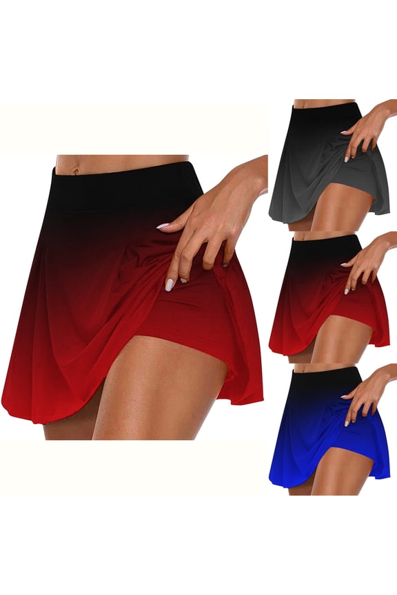 Gradient Color Skort for Women Tennis Skirt Short Mini Golf Skirts High Waist Athletic Skorts Summer Workout Running Casual Mini Lined A Line Activewear