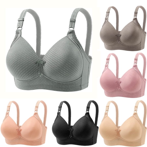 Teyfeniy Jelly Wireless Bras for Women Seamless Adjustable Strap Full Coverage Comfy Bralettes with Pad and Dec Lift and Support Minimizer No Underwire V Neck Bras