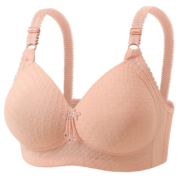 Teyfeniy Jelly Wireless Bras for Women Seamless Adjustable Strap Full Coverage Comfy Bralettes with Pad and Dec Lift and Support Minimizer No Underwire V Neck Bras