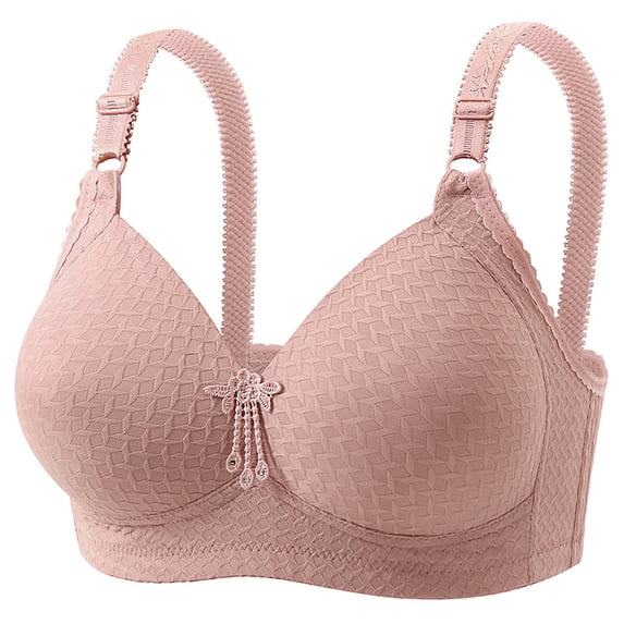Teyfeniy Jelly Wireless Bras for Women Seamless Adjustable Strap Full Coverage Comfy Bralettes with Pad and Dec Lift and Support Minimizer No Underwire V Neck Bras