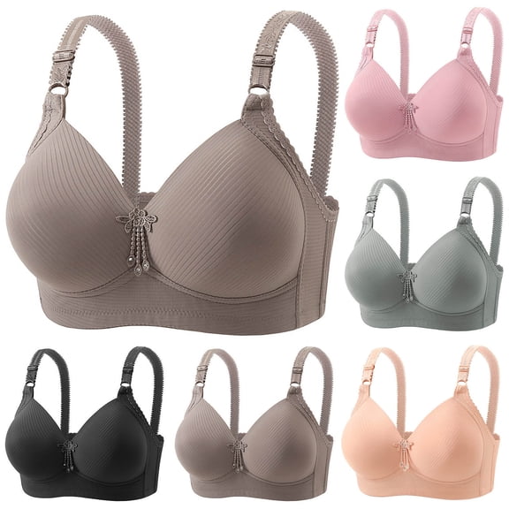 Teyfeniy Jelly Wireless Bras for Women Seamless Adjustable Strap Full Coverage Comfy Bralettes with Pad and Dec Lift and Support No Underwire V Neck Bras