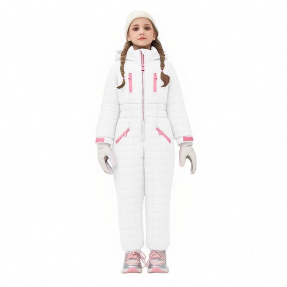 Teyfeniy Kids Soft Snow Suits for Boys Girls Waterproof Windproof Winter Warm Outdoor Coveralls Snowsuit Snowboarding Ski Suits Hooded Zipper Thermal Jumpsuit Overall for Toddlers