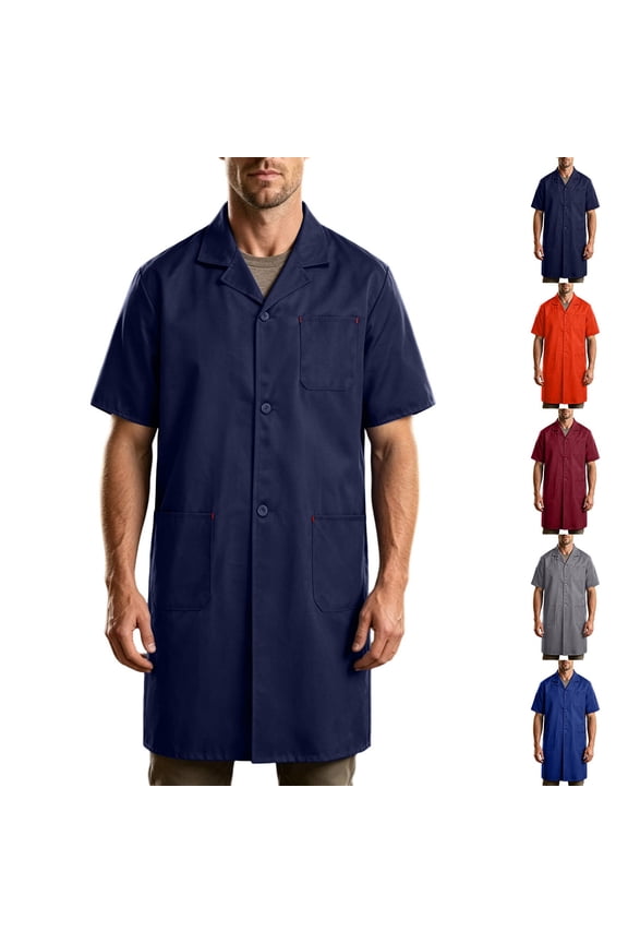 Lab Coat for Men Workshop Laboratory Mechanic Long Coats Warehouse Workwear Overcoat Adult Woodworking Shop Coat Long Jacket