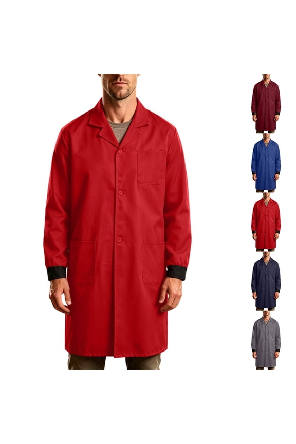 Lab Coat for Men Workshop Laboratory Mechanic Long Coats Warehouse Workwear Overcoat Adult Woodworking Shop Coat Long Jacket