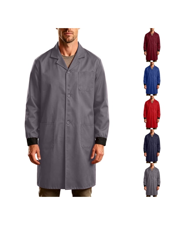 Lab Coat for Men Workshop Laboratory Mechanic Long Coats Warehouse Workwear Overcoat Adult Woodworking Shop Coat Long Jacket