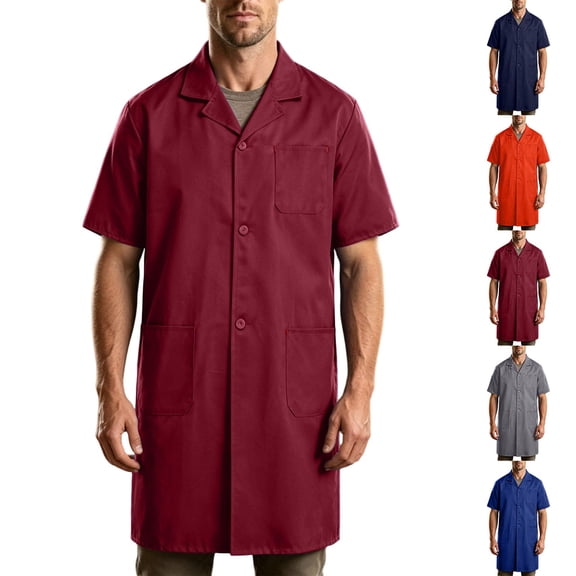 Teyfeniy Lab Coat for Men Workshop Laboratory Mechanic Long Coats Warehouse Workwear Overcoat Adult Woodworking Shop Coat Long Jacket