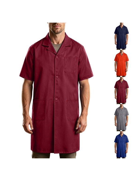 Lab Coat for Men Workshop Laboratory Mechanic Long Coats Warehouse Workwear Overcoat Adult Woodworking Shop Coat Long Jacket