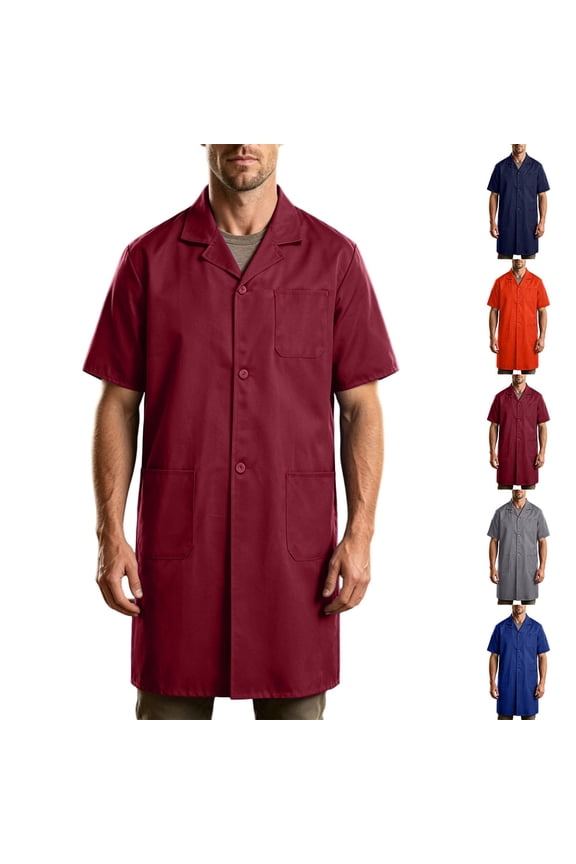 Lab Coat for Men Workshop Laboratory Mechanic Long Coats Warehouse Workwear Overcoat Adult Woodworking Shop Coat Long Jacket