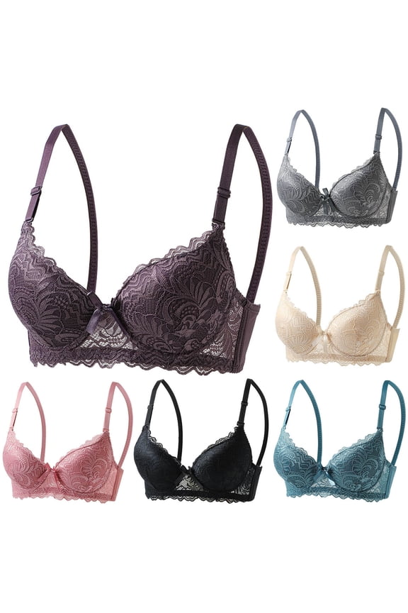 Lace Halter Bras for Women Wire Balconette Seamless Comfy Adjustable Strap Bralettes with Pad Lift and Support Solid Color Lightweight Breathable V Neck Bras