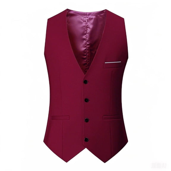Teyfeniy Men's Classic Dress Vest Waistcoat Formal Business Wedding Prom Tuxedo Suit Slim Casual V Neck Button Down Vest Jacket with Pocket
