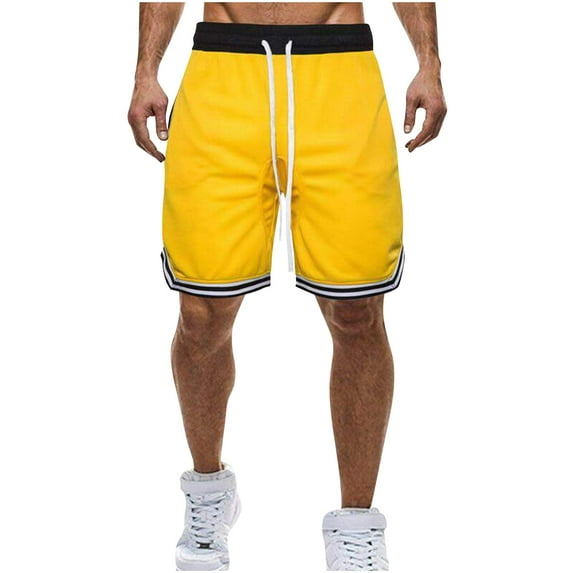 Teyfeniy Mens Athletic Shorts Casual Summer Workout Short Solid Color Elastic Waist with Drwastring Pockets Basketball Gym Comfy Soft Fashion Shorts
