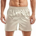 thumbnail image 1 of Teyfeniy Mens Casual Shorts Pajama Sleeping Lounge Short Solid Color Elastic Waist with Pockets Satin Comfy Soft Fashion Shorts, 1 of 6