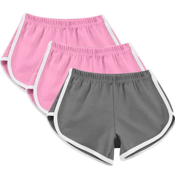 Teyfeniy Pink 3 Pack Yoga Shorts for Women Summer Dophin Short Elastic Waist Solid Color Workout Running Gym Lightweight Athletic Casual Comfy Soft Lounge Shorts