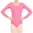 thumbnail image 1 of Teyfeniy Pink Girls Long Sleeve Dance Leotards Crew Neck Gymnastics Solid Color Tank Tops Fashion Oufits Toddlers Kids, 1 of 5
