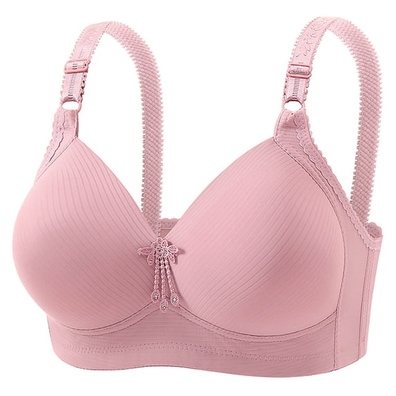 Teyfeniy Pink Jelly Wireless Bras for Women Seamless Adjustable Strap Full Coverage Comfy Bralettes with Pad and Dec Lift and Support No Underwire V Neck Bras