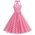 thumbnail image 1 of Teyfeniy Pink Women Polka Dots Dresses Halter with Back Tie Up A Line Pleated Dress Sleeveless Flowy Long Dress Casual Summer Fashion Outfit Maxi Dresses, 1 of 8