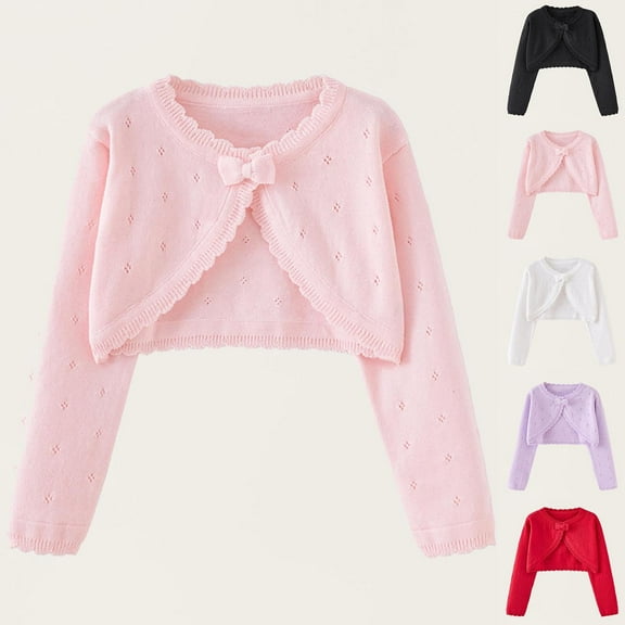 Teyfeniy Pink Toddler Girls Knitted Cardigan Solid Colour Sweater Long Sleeve Knit Crochet Button Closure Cardigan Tops Coat Outwear for Toddler Baby Girls