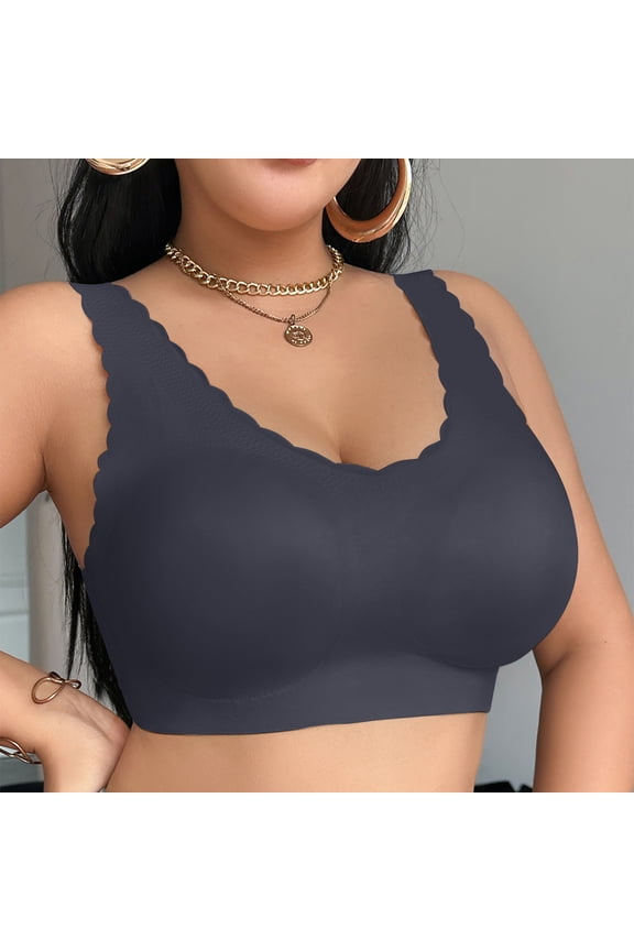 Plus Size Jelly Bras for Women Seamless Elastic Wireless Push up Full Coverage Minimizer Bralettes Widen Straps Stretchy Supportve Breathable Daily Bras