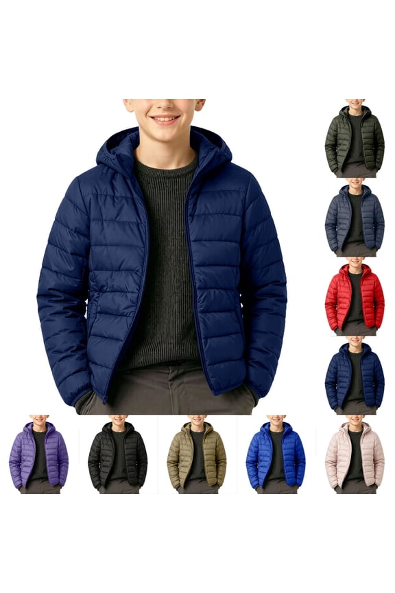 Puffer Jackets for Teens Boys and Girls Zip up Quilted Thermal Thicken Fall Winter Casual Warm Coats Lightweight Outwear