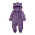 thumbnail image 1 of Teyfeniy Purple Footed Fleece Jumpsuit for Baby Cute Zipper Hooded Romper Bear Ear Fall Winter Zipper Bodysuit Newborn Toddler Footie Long Sleeve Soft Sleepwear Pajama for Infant, for 0-12M, 1 of 5