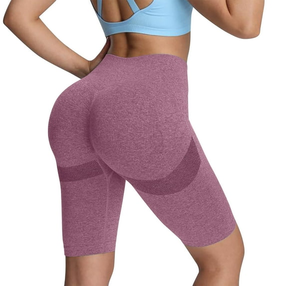 Teyfeniy Purple Womens Biker Shorts Slim Fashion Casual Shorts Stretchy High Waist Workout Biker Short Athletic Comfy Short