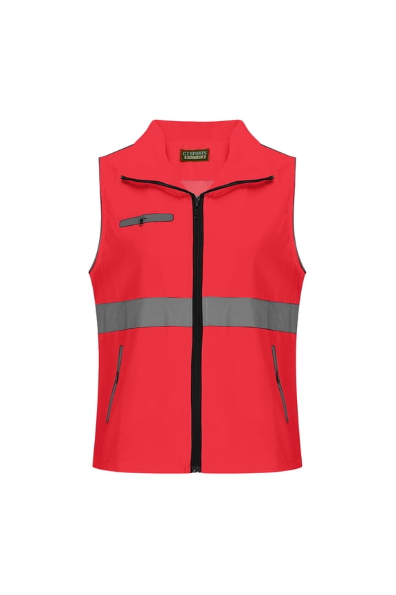 Reflective Vests for Adult Breathable Mesh Liner Sleeveless High Vis Safety Vest Jackets Waistcoat Fishing Hiking Volunteer Full Zip Up Vest Tops with Pocket for Men Women Unisex