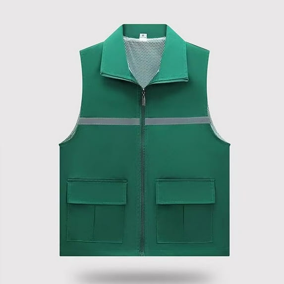 Teyfeniy Reflective Vests for Adult Breathable Mesh Liner Sleeveless High Vis Safety Vest Jackets Waistcoat Fishing Hiking Volunteer Full Zip Up Vest Tops with Pocket for Men Women Unisex