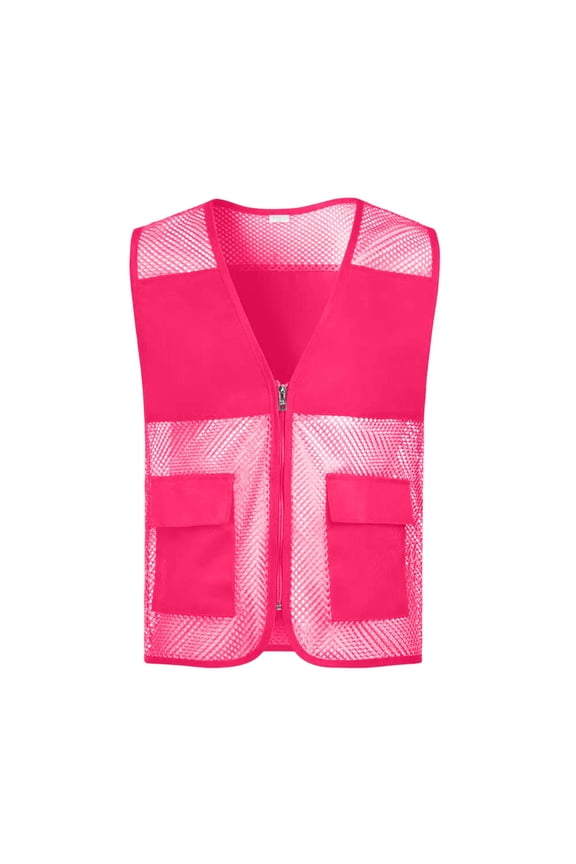 Reflective Vests for Adult Breathable Mesh Sleeveless High Vis Safety Vest Jackets Waistcoat Fishing Hiking Volunteer Full Zip Up Vest Tops with Pocket for Men Women Unisex