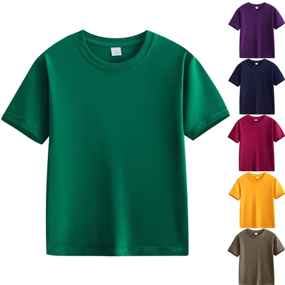 Teyfeniy Short Sleeve Shirts for Toddlers Boys and Girls Summer Casual Classic Crew Neck Solid Color Loungewear Sleeping Going out Activity Pullover Tops T-Shirts Unisex, for 2 to 12 Years