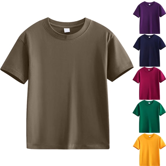 Teyfeniy Short Sleeve Shirts for Toddlers Boys and Girls Summer Casual Classic Crew Neck Solid Color Loungewear Sleeping Going out Activity Pullover Tops T-Shirts Unisex, for 2 to 12 Years