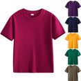 thumbnail image 1 of Teyfeniy Short Sleeve Shirts for Toddlers Boys and Girls Summer Casual Classic Crew Neck Solid Color Loungewear Sleeping Going out Activity Pullover Tops T-Shirts Unisex, for 2 to 12 Years, 1 of 4