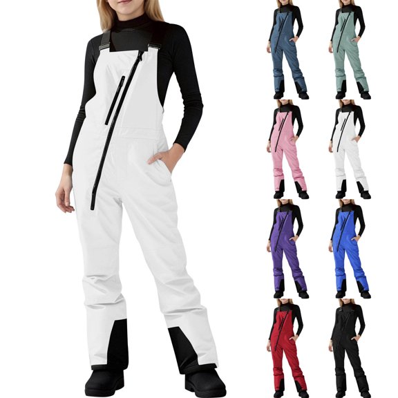 Teyfeniy Snow Bib Overall Snowsuit for Kids Winter Waterproof Windproof Boys Girls Classic Insulated Ski Pants Outdoor Rain Bib Unisex Multi Pockets