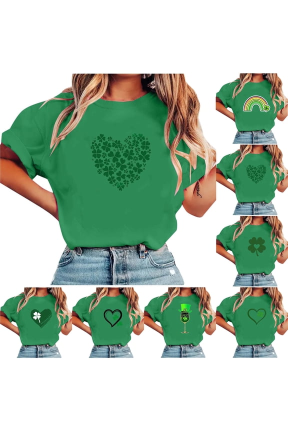 St. Patrick's Day Shirts for Women Graphic Short Sleeve Tops Casual Irish Gift Pullover Shirts Loose Crew Neck Comfy Tops