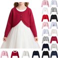 thumbnail image 1 of Teyfeniy Toddler Girls Sweater Cardigans Kids Knitted Cotton Soft Cute Outwear Button Casual Long Sleeve Crew Neck Jackets, for 2 to 14 Years, 1 of 9