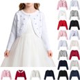 thumbnail image 1 of Teyfeniy Toddler Girls Sweater Cardigans Kids Knitted Cotton Soft Cute Outwear Button Casual Long Sleeve Crew Neck Jackets, for 2 to 14 Years, 1 of 9
